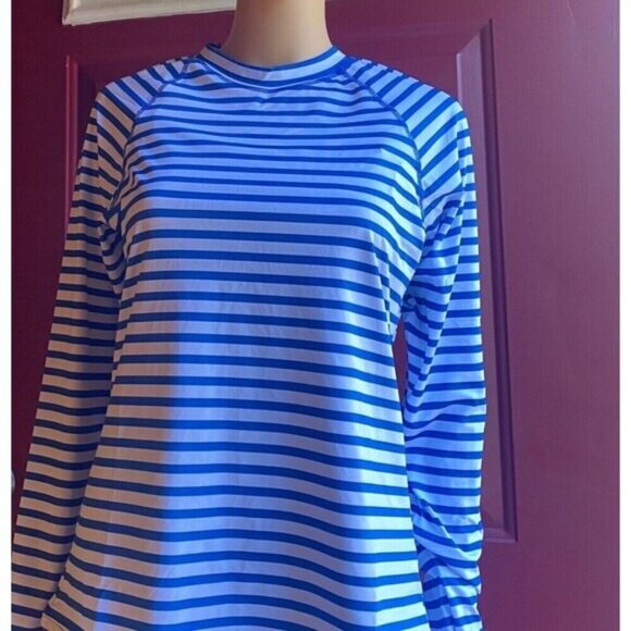 Cabana Life Women’s Striped UPF 50+ Long Sleeve Shirt swim pool sports Large New - Picture 12 of 16